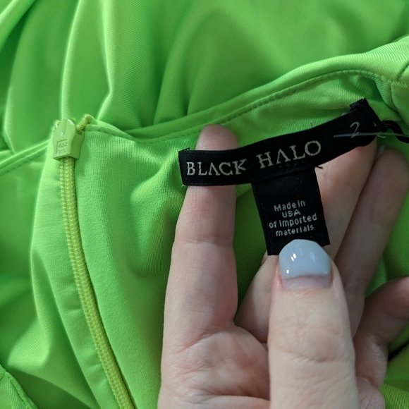 Black Halo Dex Mini Dress in Neon Lime Dress - Picture 5 of 7